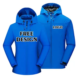 2022 Custom Logo Outdoor Clothes Waterproof And Windproof Hidden Zipper Unisex Women And Men's Hoodie Jackets And Coats