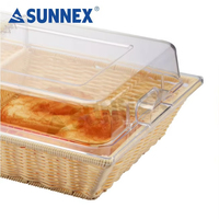 Panier de présentation Sunnex écologique multifonctionnel beige à deux compartiments pour pain, fruits et légumes avec couvercle rabattable en polypropylène