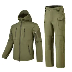 Shark Skin Soft Shell Waterproof Russia Tactical Men's Outdoor Uniform Suit Tactical Jacket Uniform With Fleece