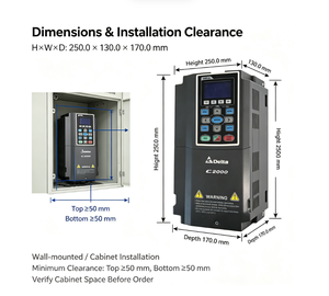 El Mejor Inversor VFD Delta C2000 Plus de 5.5kw CC a CA, Convertidor de Frecuencia Variable de 7.5kw Trifásico VFD450C43S-00 para la Industria - Product Image 4