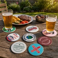 Sous-verres ronds décoratifs en feutre avec motifs rétro pour tasses, mugs, table à manger, décoration de la maison