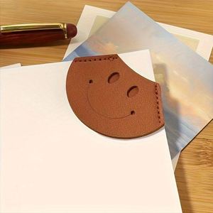 Smiling Face Pu Leather <b>Bookmark</b> Cute Page Corner Marker Accessory for Book Lovers <b>Gift</b> - Product Image 3