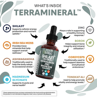 Échantillon gratuit OEM Gouttes de liquide de Shilajit avec mousse de mer Ashwagandha Zinc Magnésium Vitamines Boisson énergétique minérale