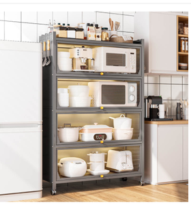 Estantes de almacenamiento giratorios para cocina, organizador extraíble de varias capas, ruedas rodantes con cartón de Metal de 5 niveles - Product Image 2