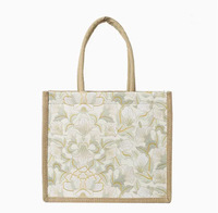 Sac fourre-tout en cuir PU à texture lin imprimé floral, grande capacité, sac de shopping esthétique, sac à bandoulière pour femmes, bureau, voyage