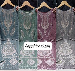 Designer Georgette Coupe Droite Kurti Avec Broderie Travail Palazzo avec Dupatta Indian Salwar Suit par Royal Export - Product Image 4