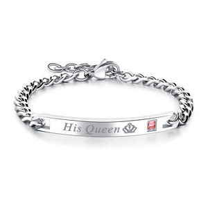 Nueva llegada su Reina su rey su belleza su <span class=keywords><strong>bestia</strong></span> corona pareja pulsera cristal corona encanto brazalete pulsera - Product Image 6