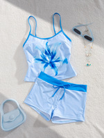Maillot de bain deux pièces pour femmes, imprimé coquillage et étoile de mer, haut de maillot de bain avec cordon de serrage, short de bain