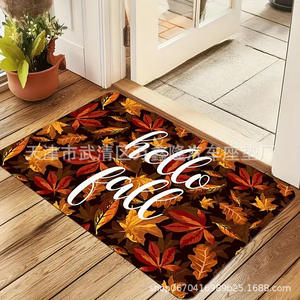 Alfombra de Entrada con Estampado de Calabaza Otoñal, Rectangular, de Fibra de Poliéster, para Uso Doméstico, Resistente a las Manchas, Absorbente, de Terciopelo Cristal - Product Image 5