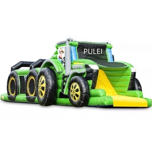 Château Gonflable Tracteur Hardcore Cool, Maison de Rebond Ferme Célébrité Internet, Parcours d'Obstacles en PVC, Capacité 500kg - Product Image 1