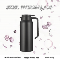 Thermos moderne en acier inoxydable à double paroi sous vide avec isolation thermique de 12 à 24 heures, grande capacité, carafe à pression manuelle