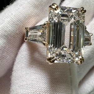<span class=keywords><strong>Bague</strong></span> de luxe pour <span class=keywords><strong>femme</strong></span> en or véritable 18 carats 10ct avec diamant de laboratoire taille émeraude, grande <span class=keywords><strong>bague</strong></span> en diamant pour mariage et fiançailles - Product Image 6