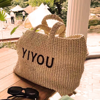 Sac fourre-tout de luxe en paille tressée couleur unie pour femme, sac de plage d'été en raphia écologique avec fermeture éclair, logo personnalisé OEM