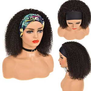 Headband Tóc Giả Afro Kinky Xoăn Tóc Con Người Jerry Curl Tóc Giả Không Có Keo Brazil Remy Tóc Tóc Giả