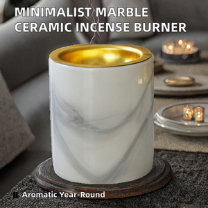 Minimalist Marble Textured Ceramic Arabic Mubkhar Incense Burner for Ramandan Aromatic All-Season - Product Image 2
