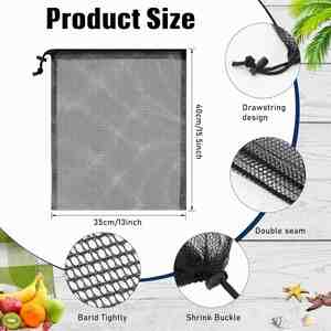 ถุงตาข่ายแบบมีเชือกผูก ขนาด 13 x 15.5 นิ้ว พร้อมตัวล็อค ทำจากไนลอน สำหรับใส่ของกีฬา ว่ายน้ำ และช้อปปิ้ง - Product Image 2
