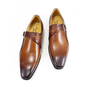 Zapatos de <span class=keywords><strong>vestir</strong></span> de cuero auténtico para <span class=keywords><strong>hombre</strong></span>, mocasines cómodos hechos a mano con correa de monje, para negocios y oficina, gran oferta - Product Image 4