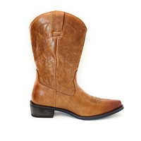 Bottes Montantes pour Hommes, Broderies Faites à la Main, Bottes de Cowboy Western Rétro à Bout Pointu, Chaussures d'Extérieur Cousues à la Main