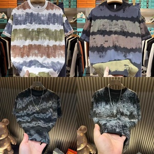 T-shirt da uomo vintage lavata con ricamo strass, stile hip hop casual streetwear, a maniche corte, 100% cotone organico anti-pilling - Product Image 3