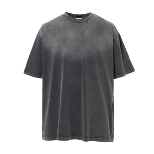 Magliette da uomo personalizzate girocollo pesanti magliette bianche streetwear oversize con acqua acida lavata magliette per uomo