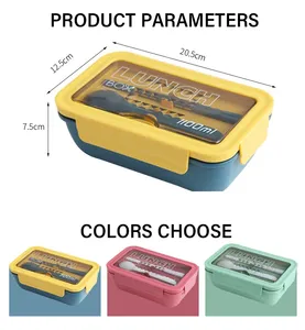 Two <b>Frames</b> <b>Large</b> Capacity Lunch Box with Water Cup Office Microwave Heating Food Grade Bento Box Easy to Carry Outside 1100ML - Product Image 6