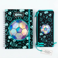 Carnet spirale A5 Neon Glow Soccer, couverture en papier holographique 3D en forme de ballon de football, bloc-notes pour enfants, garçons, filles, cadeau scolaire, OEM personnalisé