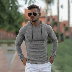 Maglione Bianco con Cappuccio da Uomo, Pullover Casual Autunnale, <span class=keywords><strong>Maglia</strong></span> Sottile alla Moda, Slim Fit, Lavorato a <span class=keywords><strong>Maglia</strong></span>, Manica Lunga - Product Image 3