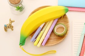 Dual <b>Coin</b> Purse Key Wallet School Pencil Bag Promotional Gift Stationery Novelty Yellow Banana Silicone Pencil <b>Case</b> for Girls - Product Image 4