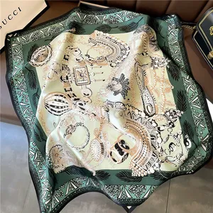 Écharpe en soie véritable de luxe de haute qualité 70*70cm, foulards carrés, cadeaux haut de gamme pour femmes YKH0010 - Product Image 5