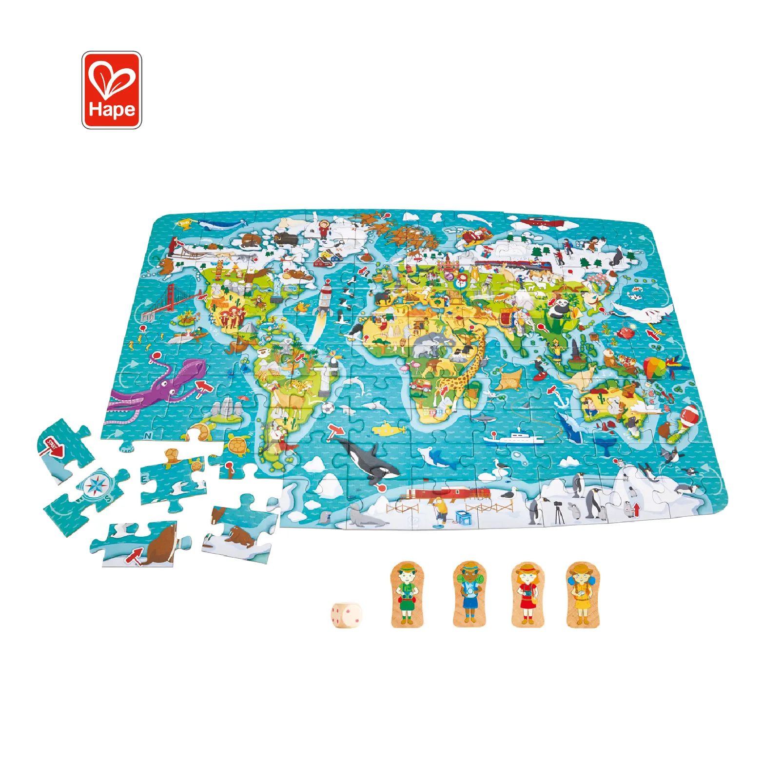 New Hot kinder pädagogisches laser World Map spielen spiel spielzeug holz puzzle für kinder