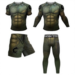 Conjunto de Rashguard de Compresión para Hombre de 4 Piezas con Estampado Digital Antideslizante para MMA BJJ, Secado Rápido, Anti-UV, Entrenamiento No-Gi, UPF50, 220g, para Combate - Product Image 2