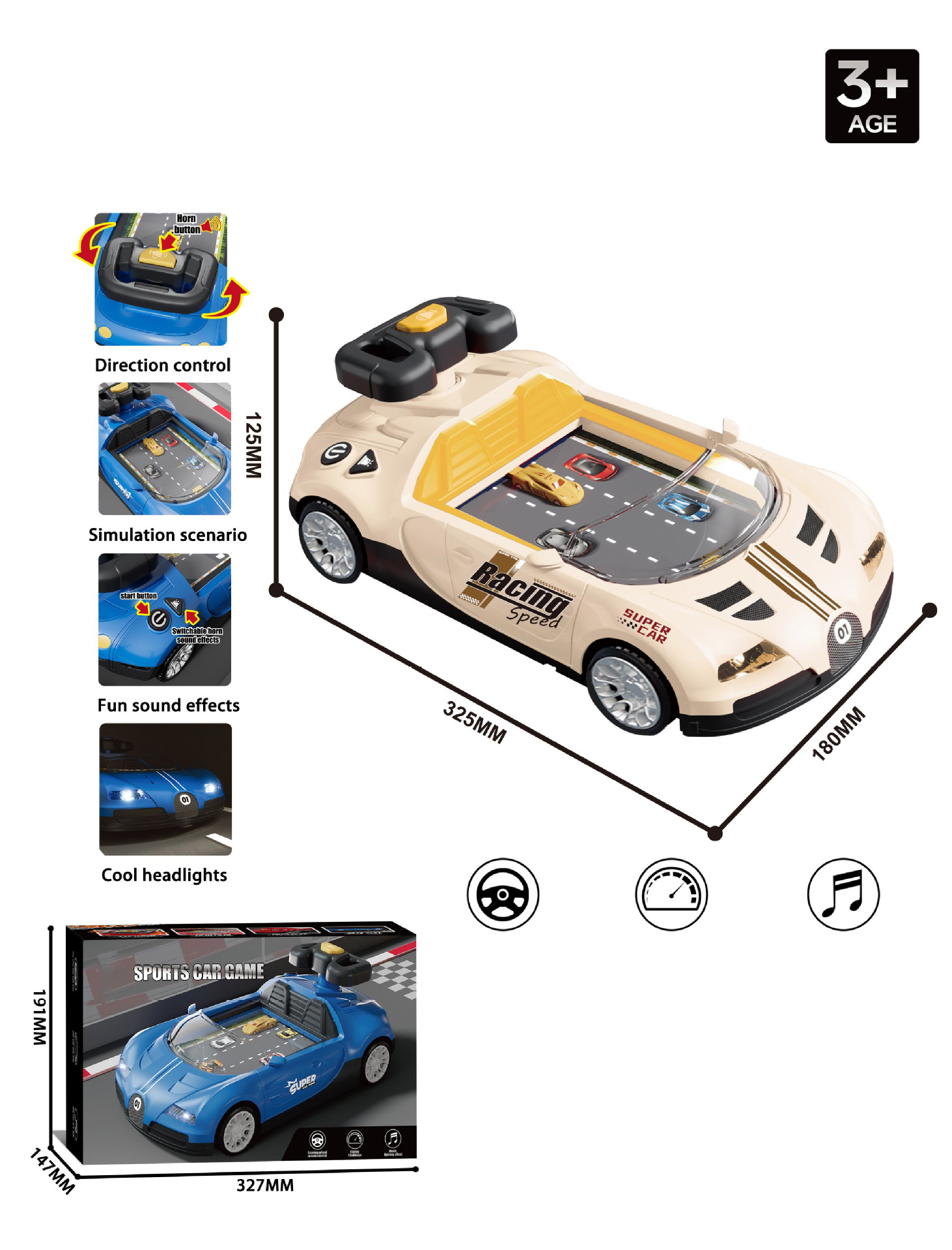 Bugatti mini voiture de course-kaki