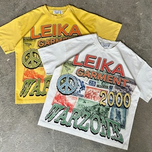 T-Shirt Oversize da <span class=keywords><strong>Uomo</strong></span> OEM Streetwear con Spalle Cadenti, Personalizzata in Cotone Pesante con Stampa Grafica Vintage - Product Image 2