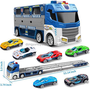 Camión de Transporte Plegable de 135 cm, Juego de 6 Coches de Carreras Metálicos, Catapulta Deformable, Lanzamiento, Transportador de Coches Navideño, Juguetes de Plástico para Navidad - Product Image 1