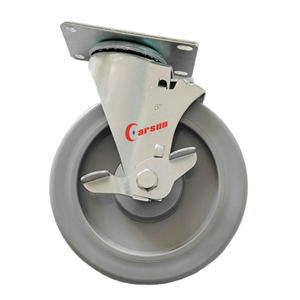 Roue pivotante industrielle en TPR de haute qualité 3/3,5/4/5 pouces avec frein de blocage total en métal, roulement à billes personnalisable OEM - Product Image 4
