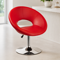Tabouret de bar pivotant réglable en cuir PU, chaise de comptoir de cuisine ronde rembourrée avec base chromée pour la maison et les cafés