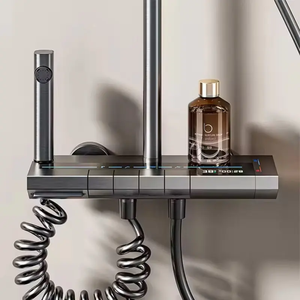 Ensemble de douche thermostatique intelligent à affichage numérique, commande par touches piano, système de pluie gris anthracite avec <span class=keywords><strong>douchette</strong></span> et pulvérisateur <span class=keywords><strong>bidet</strong></span> - Product Image 3