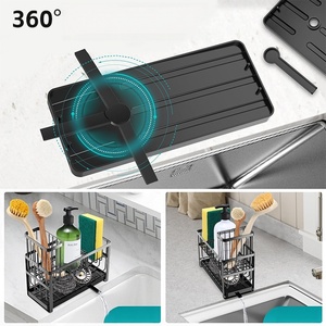 Organisateur d'<span class=keywords><strong>évier</strong></span> pour éponge, brosse <span class=keywords><strong>et</strong></span> savon à vaisselle avec plateau d'égouttage pour comptoir - Product Image 4