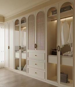 Elegant Modern Durable Eco-Friendly Solid Wood <strong>Wardrobe</strong> Raised Panel <strong>Doors</strong> <strong>2</strong> Drawers 5 Shelves Bedroom Home Furniture Hotel - Product Image 4