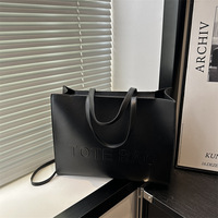 Sac fourre-tout en cuir PU grande capacité pour femme, sac à poignée supérieure avec lettres en relief, sac à bandoulière détachable pour le bureau au quotidien