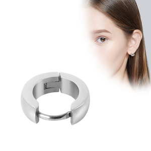 Moda donna uomo acciaio inox Huggie Hoop orecchini incernierati orecchio con ciondolo - Product Image 1