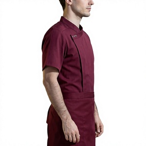 Uniforme de chef professionnel pour homme à manches courtes JackGrey avec fermeture asymétrique à boutons-pression, vêtements de travail pour la cuisine des restaurants - Product Image 3