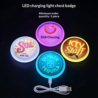 Badge lumineux LED personnalisé avec logo, rechargeable, en acrylique, clignotant, pour fête, concert, événement, cadeau promotionnel