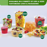 Récipient de nourriture à emporter jetable de 8oz en plastique de qualité alimentaire Pp Deli Container Bol jetable à emporter avec couvercles