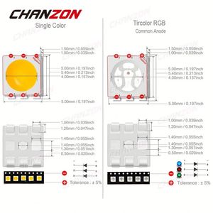 100 pièces 5730 / 5630 SMD LED diode électroluminescente lampe puce chaud froid blanc rouge vert bleu jaune Orange rose 0.1W 0.2W 0.5W perles lumineuses - Product Image 2