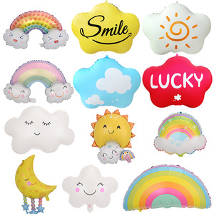 Palloncini a Forma di Nuvola Sorridente, Palloncini Cartoon Sole e Luna, Decorazioni per Compleanno Arcobaleno, Palloncini Nuvola Bianca Sorridente - Product Image 1