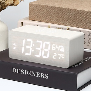 15 Wát không dây sạc im lặng đa chức năng LED đồng hồ báo thức Kép Báo động ánh sáng ban đêm thạch anh phong trào bàn gỗ đồng hồ - Product Image 2