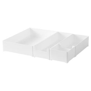 Caja de almacenamiento de escritorio <span class=keywords><strong>Ikea</strong></span>, organizador de plástico 4 en 1 para maquillaje y material de oficina, color blanco sólido, sin tapa - Product Image 1