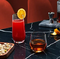 Verres transparents à pied haut et à pied bas sans pied pour jus d'orange, smoothies verts, eau pétillante