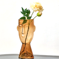 Décoration de maison minimaliste populaire personnalisée Vase à fleurs créatif en verre et cristal à tête humaine